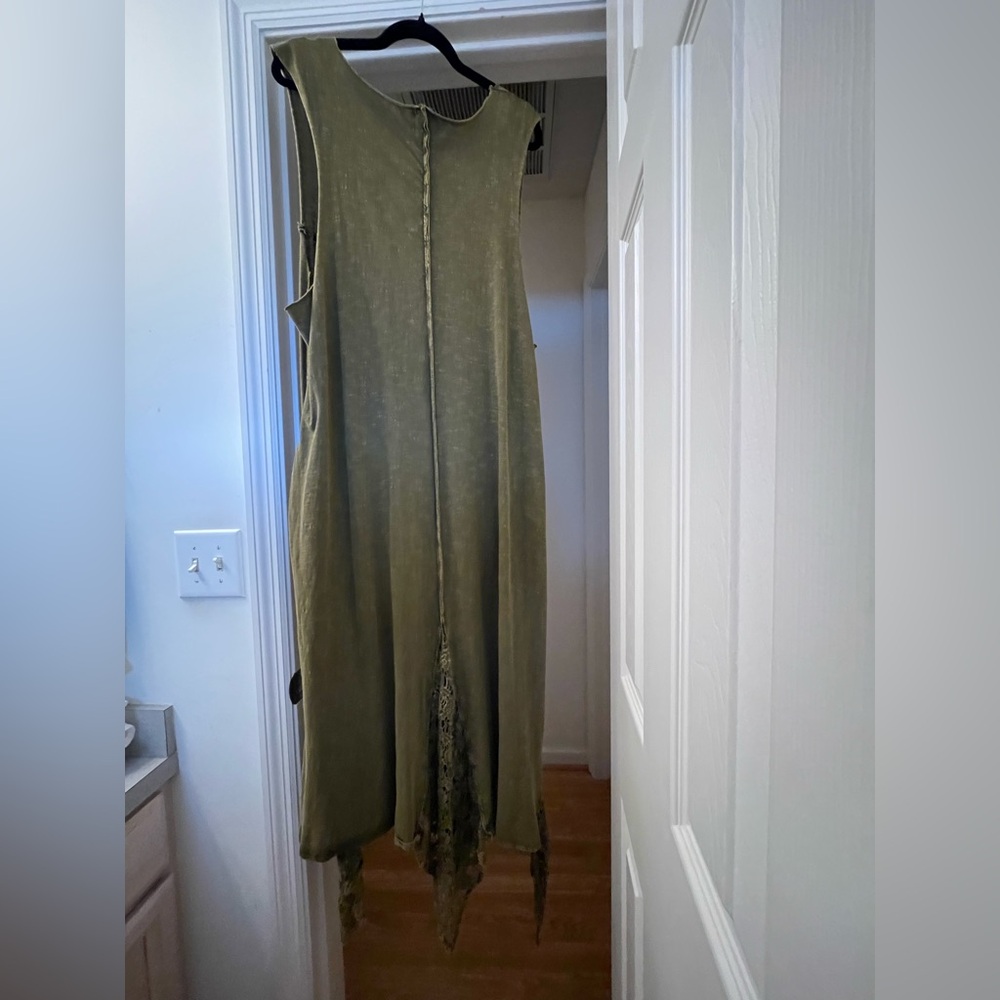 FOR SUE. DO NOT BUY Jaded Gypsy Sleeveless Olive Green Maxi Dress with Lace - Picture 5 of 15